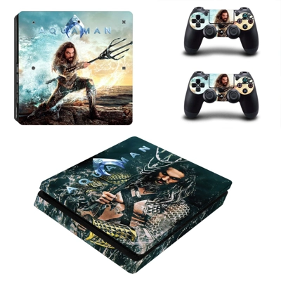 AquaMan decal skin for PS4 Slim Console and two controllers AquaMan decal skin for PS4 Slim Console and two controllers