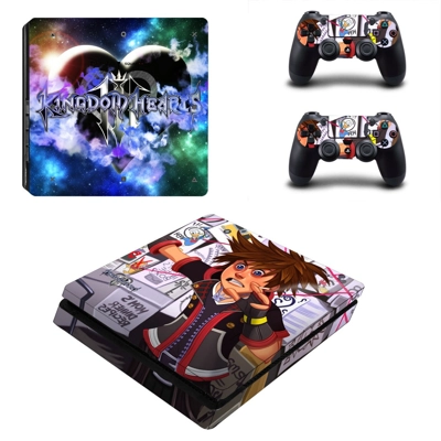 Kingdom Hearts 3 decal skin for PS4 Slim Console and two c.. Kingdom Hearts 3 decal skin for PS4 Slim Console and two c..