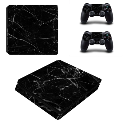 Black Broken Glass decal skin for PS4 Slim Console and two controllers