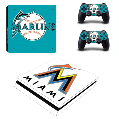 Miami Dolphins decal skin for PS4 Slim Console and two con.. Miami Dolphins decal skin for PS4 Slim Console and two con..