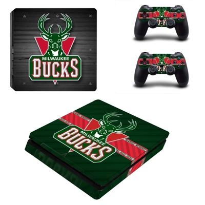 Milwaukee Bucks decal skin for PS4 Slim Console and two co.. Milwaukee Bucks decal skin for PS4 Slim Console and two co..