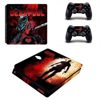 Deadpool decal skin for PS4 Slim Console and two controllers Deadpool decal skin for PS4 Slim Console and two controllers