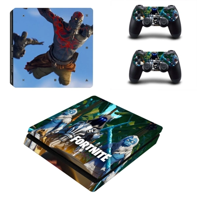 Fortnite decal skin for PS4 Slim Console and two controllers