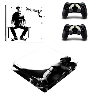 Batman with Joker decal skin for PS4 Slim Console and two controllers