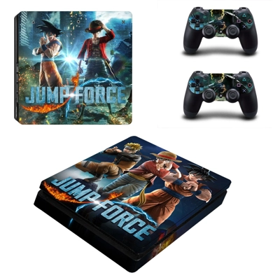 Jump Force decal skin for PS4 Slim Console and two control.. Jump Force decal skin for PS4 Slim Console and two control..
