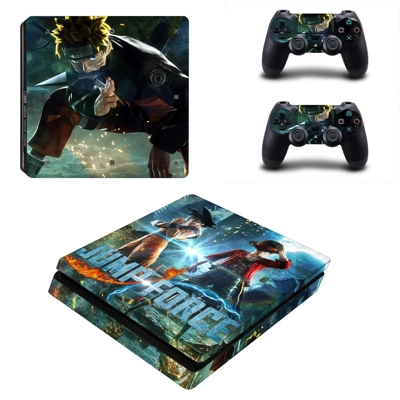 Jump Force decal skin for PS4 Slim Console and two control.. Jump Force decal skin for PS4 Slim Console and two control..