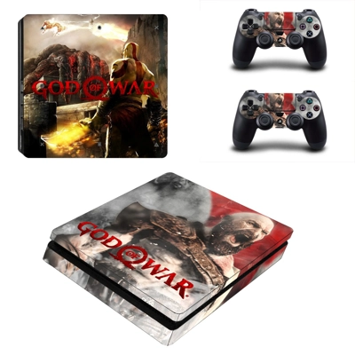 God of War decal skin for PS4 Slim Console and two control.. God of War decal skin for PS4 Slim Console and two control..