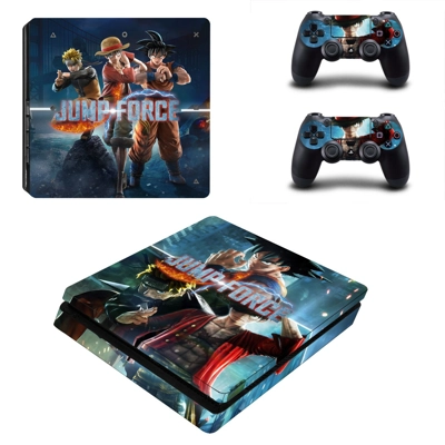Jump Force decal skin for PS4 Slim Console and two control.. Jump Force decal skin for PS4 Slim Console and two control..