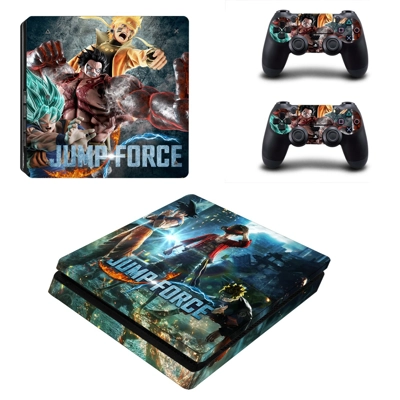 Jump Force decal skin for PS4 Slim Console and two control.. Jump Force decal skin for PS4 Slim Console and two control..