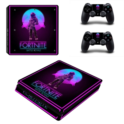Fortnite Battle Royale decal skin for PS4 Slim Console and two controllers