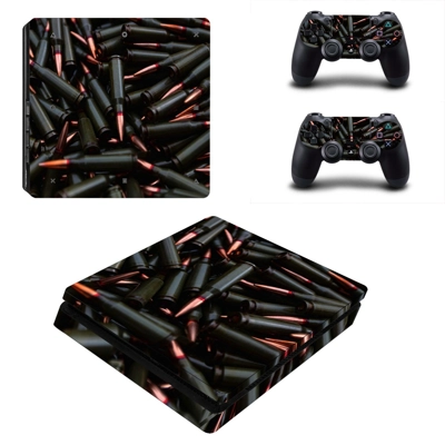 Bullets decal skin for PS4 Slim Console and two controllers Bullets decal skin for PS4 Slim Console and two controllers