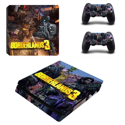 Borderlands 3 decal skin for PS4 Slim Console and two cont.. Borderlands 3 decal skin for PS4 Slim Console and two cont..