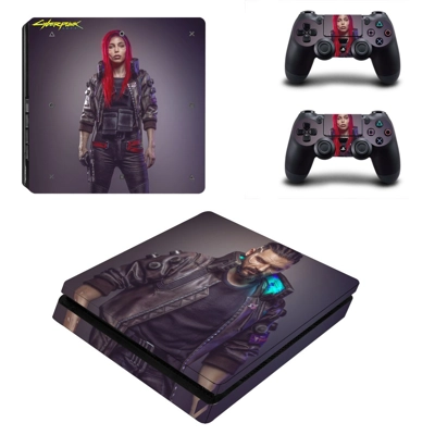 Cyberpunk 2077 decal skin for PS4 Slim Console and two con.. Cyberpunk 2077 decal skin for PS4 Slim Console and two con..