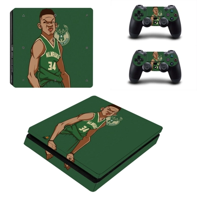Milwaukee Bucks decal skin for PS4 Slim Console and two co.. Milwaukee Bucks decal skin for PS4 Slim Console and two co..