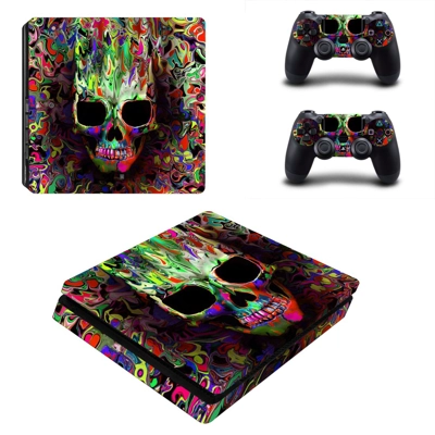 Fire Skull decal skin for PS4 Slim Console and two control.. Fire Skull decal skin for PS4 Slim Console and two control..