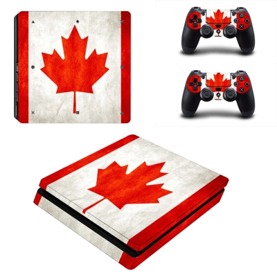 Canadian Flag decal skin for PS4 Slim Console and two cont.. Canadian Flag decal skin for PS4 Slim Console and two cont..