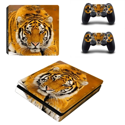 Tiger decal skin for PS4 Slim Console and two controllers Tiger decal skin for PS4 Slim Console and two controllers