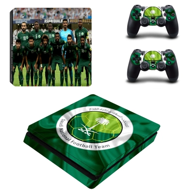 Saudi National Football Team decal skin for PS4 Slim Console and two controllers