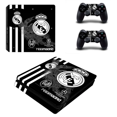 Real Madrid FC decal skin for PS4 Slim Console and two con.. Real Madrid FC decal skin for PS4 Slim Console and two con..