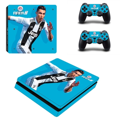 FIFA 19 Ronaldo decal skin for PS4 Slim Console and two controllers