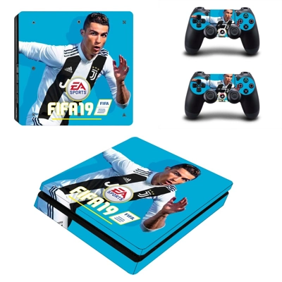 FIFA 19 Ronaldo decal skin for PS4 Slim Console and two co.. FIFA 19 Ronaldo decal skin for PS4 Slim Console and two co..