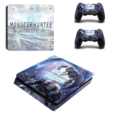 Monster Hunter World iceborne decal skin for PS4 Slim Console and two controllers