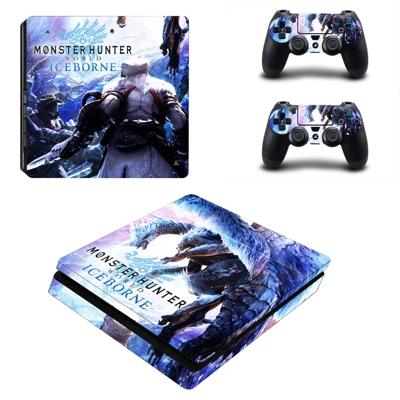 Monster Hunter World iceborne decal skin for PS4 Slim Console and two controllers