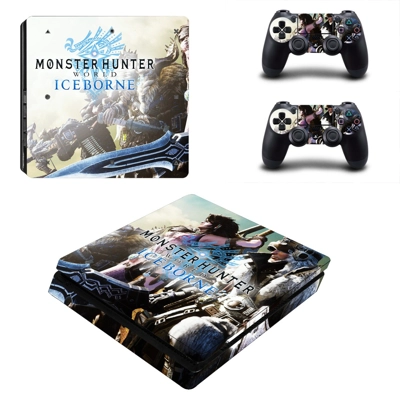 Monster Hunter World iceborne decal skin for PS4 Slim Console and two controllers
