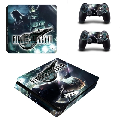 Final Fantasy 7 decal skin for PS4 Slim Console and two co.. Final Fantasy 7 decal skin for PS4 Slim Console and two co..