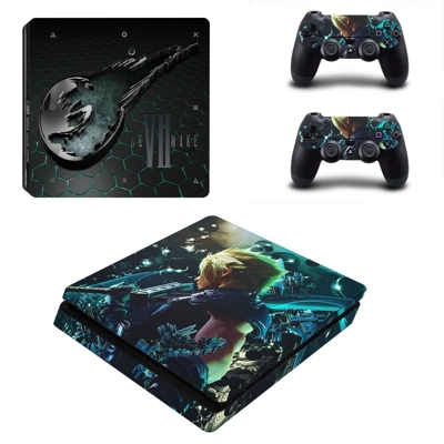 Final Fantasy 7 remake decal skin for PS4 Slim Console and two controllers
