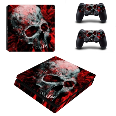 Fire Skull decal skin for PS4 Slim Console and two control.. Fire Skull decal skin for PS4 Slim Console and two control..