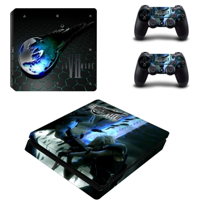 Final Fantasy 7 remake decal skin for PS4 Slim Console and two controllers