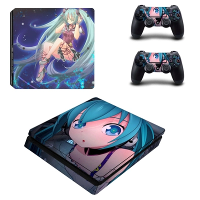 Anime decal skin for PS4 Slim Console and two controllers Anime decal skin for PS4 Slim Console and two controllers