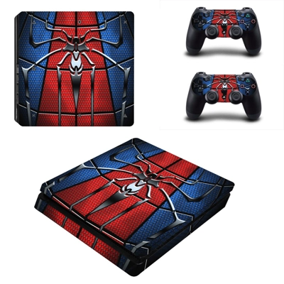 Spider Man decal skin for PS4 Slim Console and two control.. Spider Man decal skin for PS4 Slim Console and two control..