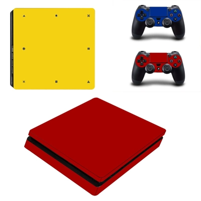 Colored decal skin for PS4 Slim Console and two controllers Colored decal skin for PS4 Slim Console and two controllers