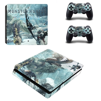 Monster Hunter World iceborne decal skin for PS4 Slim Console and two controllers