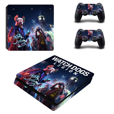 Watch Dogs legion decal skin for PS4 Slim Console and two controllers