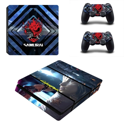 Cyberpunk 2077 decal skin for PS4 Slim Console and two con.. Cyberpunk 2077 decal skin for PS4 Slim Console and two con..
