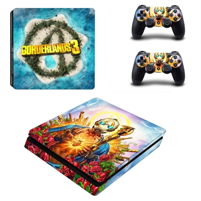 Borderlands 3 decal skin for PS4 Slim Console and two cont.. Borderlands 3 decal skin for PS4 Slim Console and two cont..