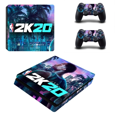 NBA 2K20 decal skin for PS4 Slim Console and two controllers