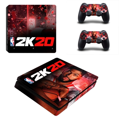 NBA 2K20 decal skin for PS4 Slim Console and two controllers