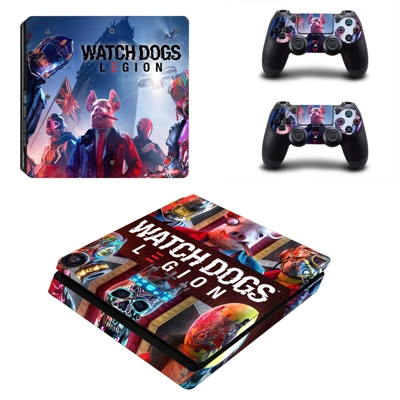 Watch Dogs legion decal skin for PS4 Slim Console and two controllers