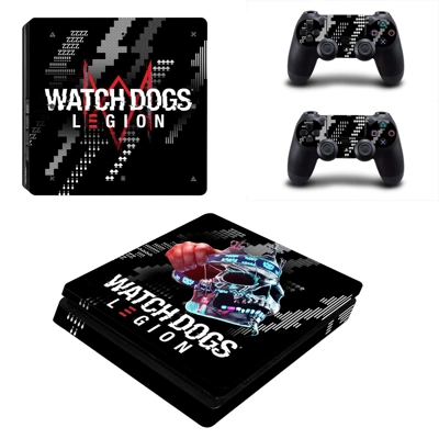 Watch Dogs legion decal skin for PS4 Slim Console and two controllers