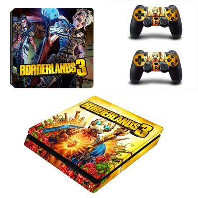 Borderlands 3 decal skin for PS4 Slim Console and two cont.. Borderlands 3 decal skin for PS4 Slim Console and two cont..