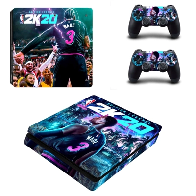 NBA 2K20 decal skin for PS4 Slim Console and two controllers