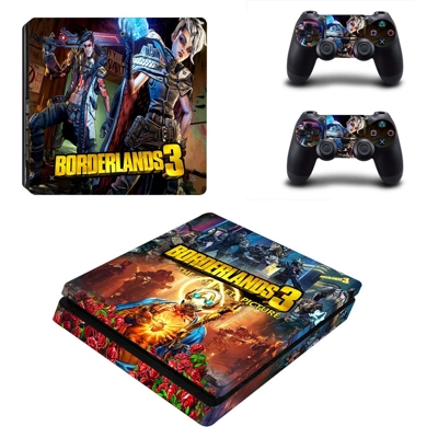 Borderlands 3 decal skin for PS4 Slim Console and two cont.. Borderlands 3 decal skin for PS4 Slim Console and two cont..