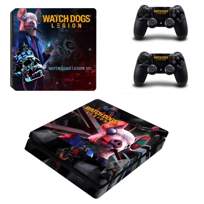 Watch Dogs legion decal skin for PS4 Slim Console and two controllers