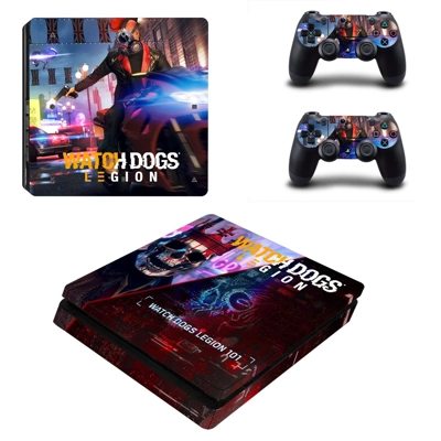 Watch Dogs legion decal skin for PS4 Slim Console and two controllers