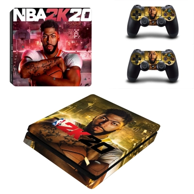 NBA 2K20 decal skin for PS4 Slim Console and two controllers