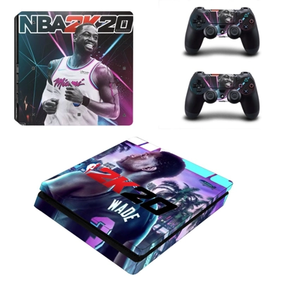 NBA 2K20 decal skin for PS4 Slim Console and two controllers